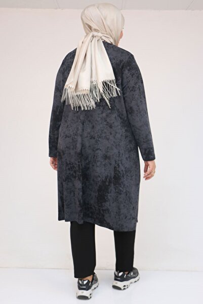 Eslina 57070 Plus Size Front Symmetry Cut Tie-Dye Trouser Suit - Black