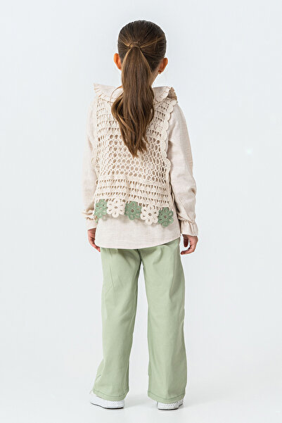 kinderos Knitted Floral Detailed Girl's 3-Piece Set - 26K 4479