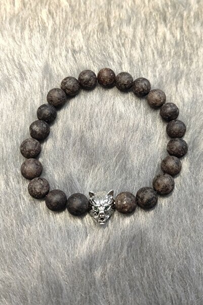 Chavin Elastic Natural Brown Jasper Stone Men's Bracelet Ey40