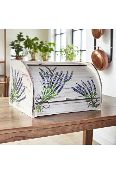 Decoratiuni Vintage Casa Retro Classic bread box, Lavender, hand-painted, without chopper, 39 cm* 18 cm * 27 cm