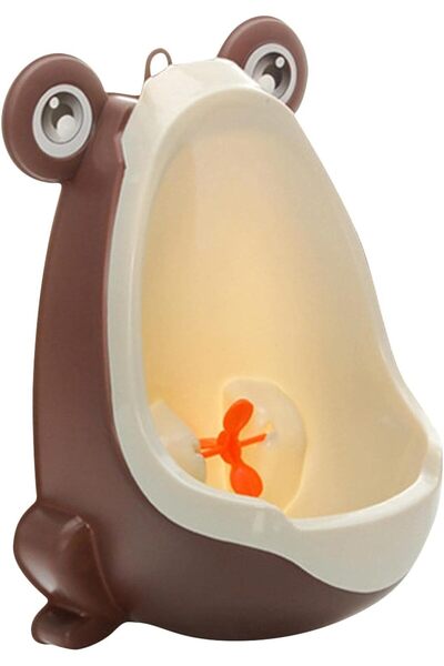 zola Ουρητήριο για αγόρια, με κούμπωμα στον τοίχο, σχέδιο βάτραχου, καφέ, πλαστικό
