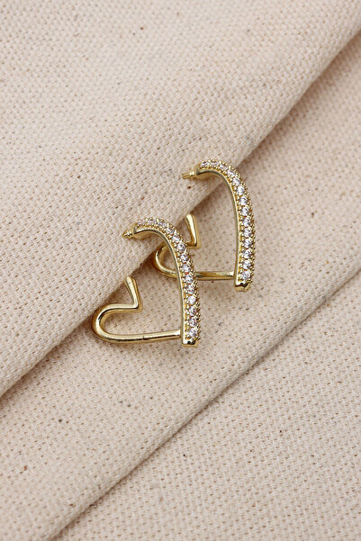 LA PERRY ACCESSORIES Zircon Stone Gold Color Heart Earrings