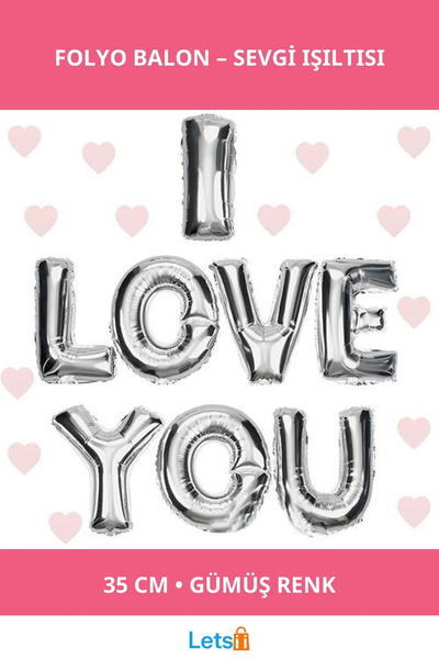 Letsii بالون فضي اللون أحبك مصنوع من الفويل مقاس 35 سم