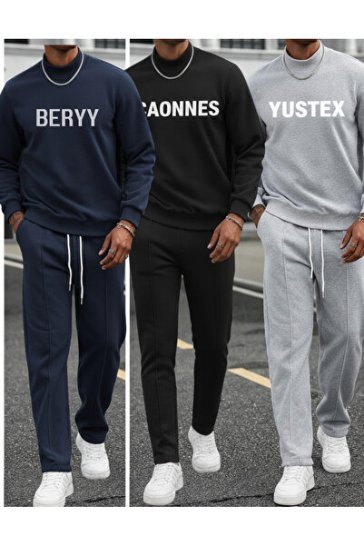 CAONNES Χειμερινό παντελόνι φόρμας 3 τεμαχίων σε μαύρο, γκρι και ναυτικό μπλε...