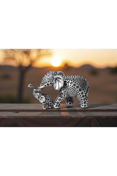 e-life shop Lüks İskandinav Tasarım Anne Yavru Fil Şeklinde Heykel Biblo Sevg...