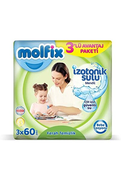 Molfix İzotonik Sulu Mendil Ferah 60 Lı x3 Adet