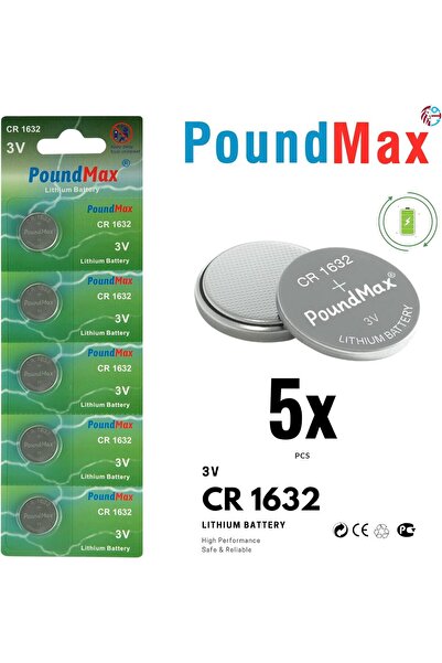 PoundMax 5 adet CR1632(DL1632) 3V Düğme Pil