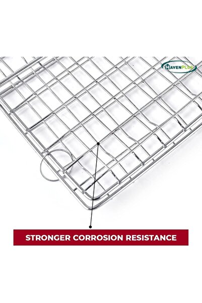 HavenPlus BBQ Grill Rack Barbecue Rack with Wooden Handle, Durable Wire Grill Stand,