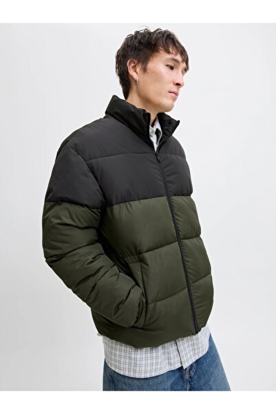 Jack & Jones Men's Down Jacket, Hooded, Windproof, Dark Green
