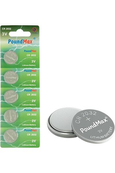 PoundMax 5 adet CR2032,DL2032 3V Lityum Düğme Pil,AirTag,Araba Anahtarlık,