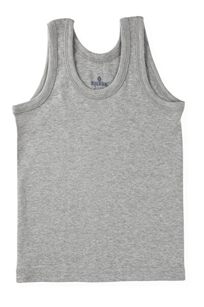 BAYKAR Boy's Oval Neck Organic Cotton Undershirt 2-Pack Gray Melange