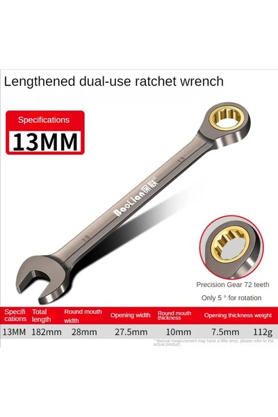 Choice12 13mm BaoLian Universal Torx Wrench Adjustable Torque 6-30mm Ratchet ...