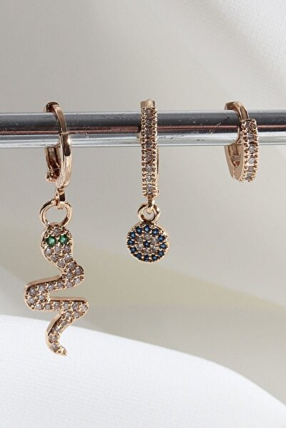 LA PERRY ACCESSORIES Vip Collection 3-Piece Snake/Evil Eye Goldvhalka Earrings