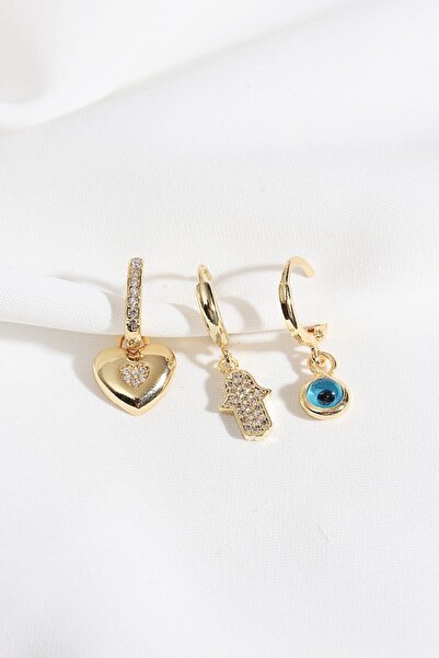 LA PERRY ACCESSORIES 3 قطع من أقراط فاطمة الرئيسية باللون الذهبي