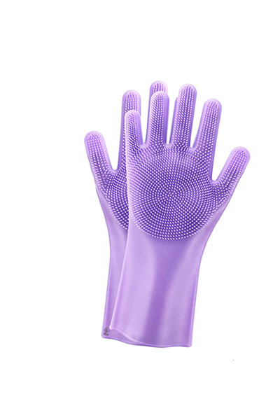 zola Pot cleaning gloves, with silicone bristles, lilac