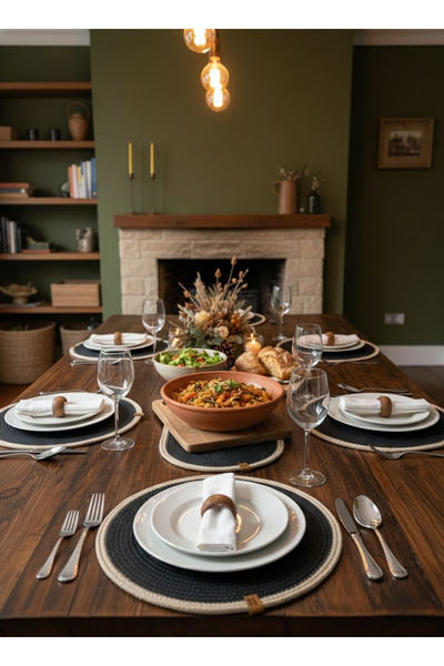 Wooden Factory Natural Bamboo Wicker Placemat and Runner Set Table Decoration, Dining Table Serving Set, Stylish Presentation Set