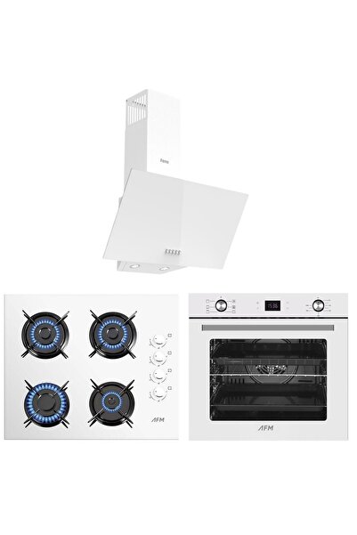 Ferre ve AFM Tech Markalı / Beyaz Cam Turbolu Ankastre Set ( D087 + FM2201 + FM7701 )