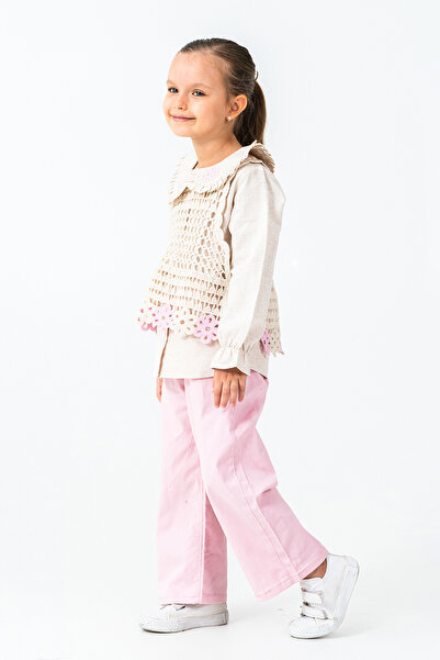 kinderos Knitted Floral Detailed Girl's 3-Piece Set - 26K 4479