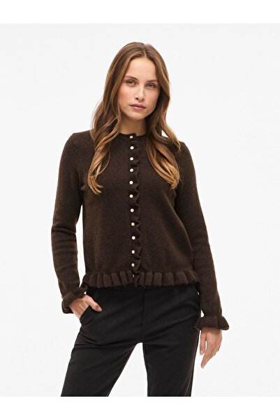 VILA Strickjacke VIJACIA Rüschen