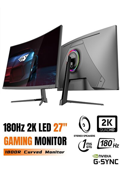 FlashHawk 27-inch Curved Gaming Monitor - QHD 2560x1440,180Hz Refresh Rate, 1ms Response,Built-in 3W Speakers