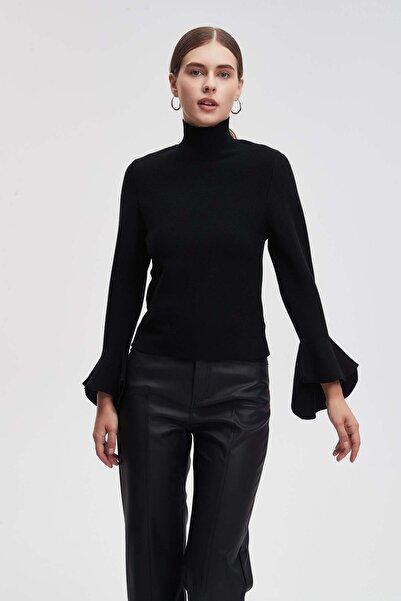 Livia Plain High Collar Long Sleeve Top