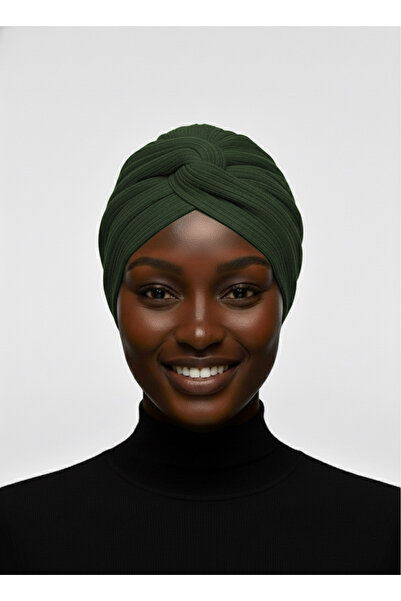 elysianfidan Agraf Plise Haki Hazır Türban Tesettür Bone Medical Kullanıma Uygun