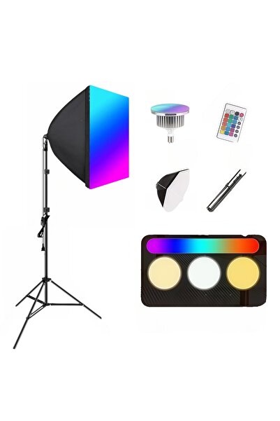 glanfen مجموعة إضاءة تصوير صغيرة محمولة، مصابيح RGB بقوة 150 وات مع جهاز تحكم...