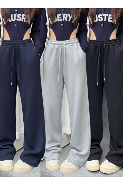 CAONNES Pachet de 3 pantaloni de trening de iarnă, negru, gri, bleumarin, cu ...