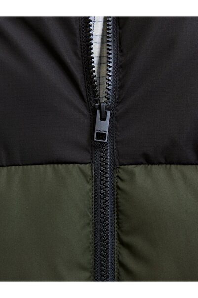 Jack & Jones Men's Down Jacket, Hooded, Windproof, Dark Green