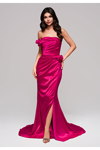 OMBRE Βραδινό φόρεμα LA-OM-DLR144 - φούξια