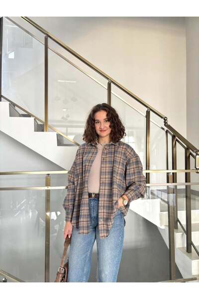 Sude Kızanlıklı Πουκάμισο ξυλοκόπο με καρό σχέδιο από 100% βαμβάκι