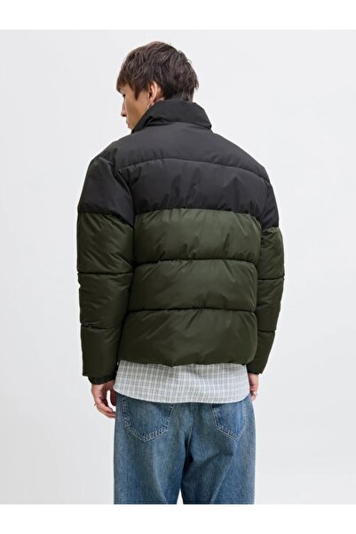 Jack & Jones Men's Down Jacket, Hooded, Windproof, Dark Green