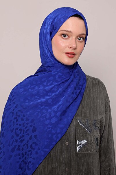 Levidor Lacivert Kendinden Desenli Jakar Capri Şal