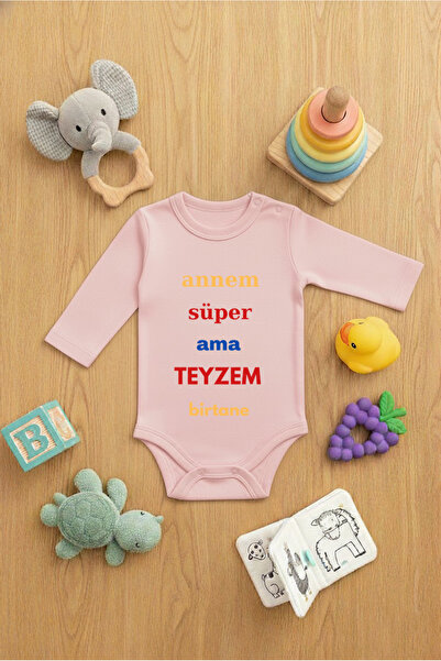 LORVEX بدلة أطفال زيبين بتصميم لطيف مع مطبوع كتابات ANNEM SUPER TEYZEM BİRTAN...