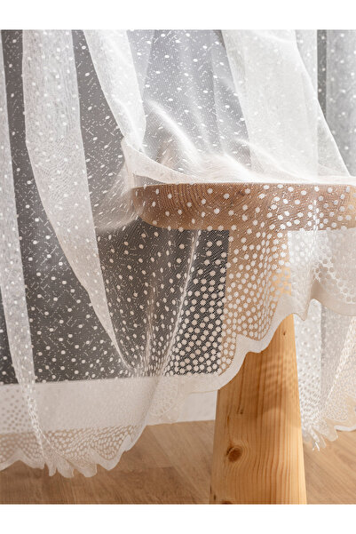 LUNETT HOME Ready to Use, Lightweight Pattern, Cream Color, Sparse (1X2) Pleated Sewing Tulle Curtain