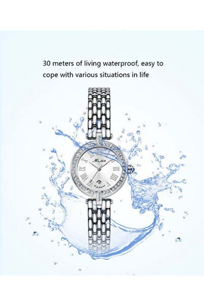 Youtrico Meibin Ladies wristwatch,Artificial Diamond Watch,White Dial,Life Waterproof,Date