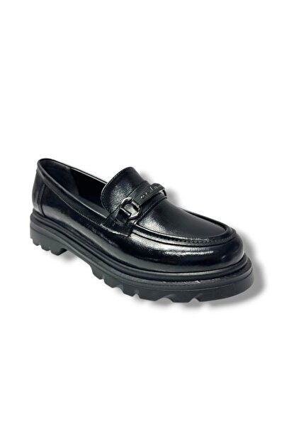 Fancy 832-26 Pantofi casual de damă din piele lacuită șifonată, cu cataramă a...