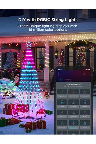 Govee Christmas Cone Tree Lights, 6ft, 316 LEDs RGBIC, Smart App Control, IP67 Waterproof