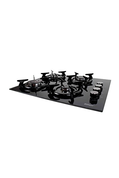Zilan Built-in hob, LPG or gas with 4 burners, electric ignition, glass, black / ZLN 0058