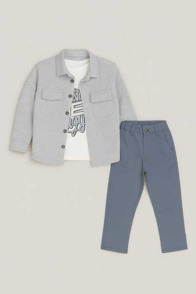 gigigiyim Gray Shirt 3-Piece Boy's Suit