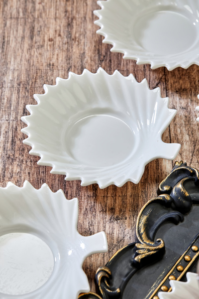 Cooker 6-Piece White Porcelain Tea Plate 11.3X11.5 cm