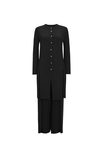 Genel Markalar Beli Büzgülü Bol Paça Cupro Siyah Pantolon