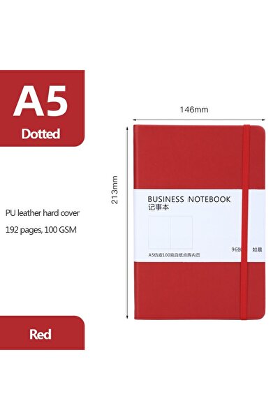 Choice A5 A513-Red A5 Notebook Classic Journal Dotted Paper Hard Cover 100 GSM 192 Pages Planner Bujo Diar