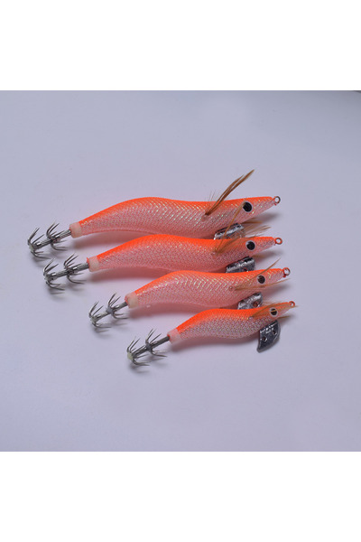 Choice 13.3 سم برتقالي أحمر قطعة واحدة من الروبيان الخشبي المضيء، خطاف صيد ال...