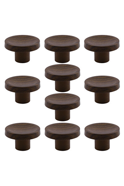 Badem10 Single Screw (10 Pieces) Concave Plastic Knob Handle Chestnut Brown Furniture Cabinet Drawer Handle Knob