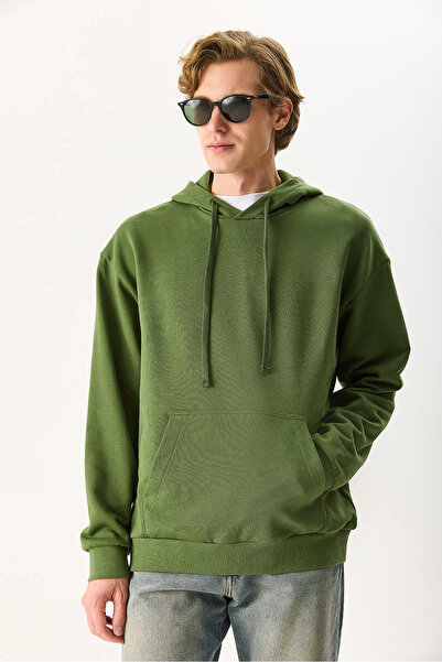 VENA Ανδρικό φούτερ με κουκούλα Basic Hoodie 100% βαμβάκι - Χακί
