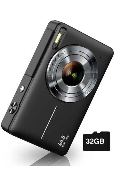 Generic Compact 44MP Digital Camera 16X Zoom with 32GB SD Card Black