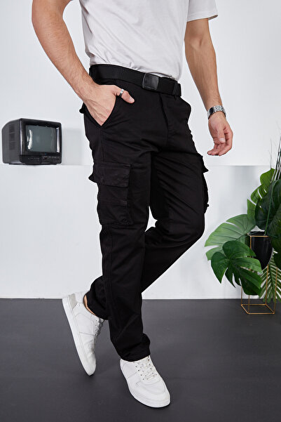 IMPOSING JNS Ανδρικό παντελόνι Cargo με τσέπες Άνετο κοψίματο Φαρδύ κοψίματο Regular Fit ελαστικό ύφασμα Νέα σεζόν