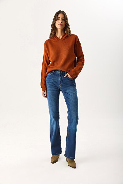 VENA Women's Angelica Hooded Regular Fit Knitwear Sweater - Tile