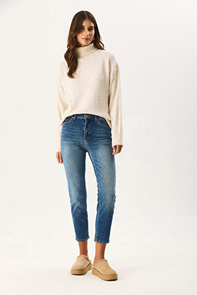 VENA Women's Mock Neck Thick Knitwear - Ivory